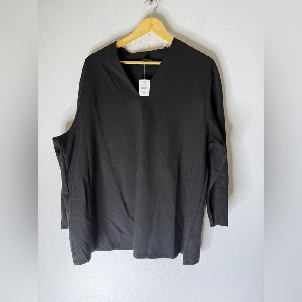 NWT J Jill Wearever‎ Collection 3/4 Sleeve T-shirt Black 2XL